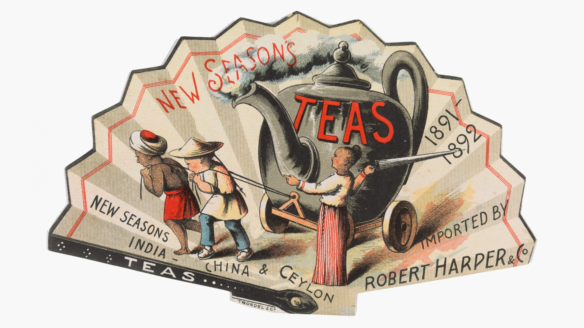 Advertising illustration of a fan with a teapot.